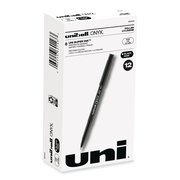 Uni-Ball ONYX Stick Roller Ball Pen, Fine 0.7mm, Blk Ink, Blk Barrel, PK12 60143